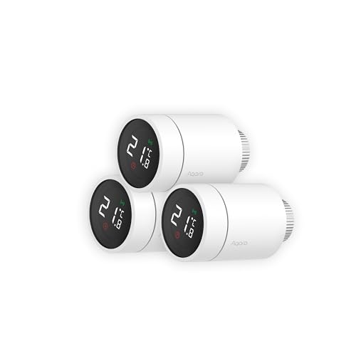 Aqara Smartes Heizkörperthermostat E1 3er Pack, Benötigt Aqara Zigbee 3.0 Hub, Sprachsteuerung, Geofencing-Unterstützung, Kompatibel mit HomeKit, Alexa, Google Assistant und IFTTT