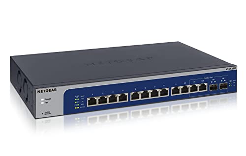 NETGEAR XS512EM 12 Port 10gb Switch | Multi-Gigabit LAN Switch Smart Plus (Managed Netzwerk Switch mit 12x auto adapt. 5-Speed Ethernet Ports, 2x 1G/10G SFP+ Fiber Ports, Desktop, oder Rackmount)