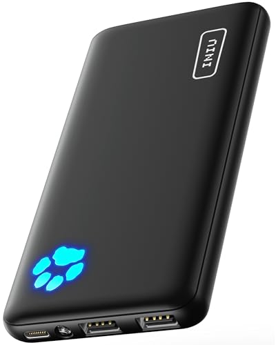 INIU Power Bank, Ultra Slim 10000mAh Powerbank Klein Aber Stark, USB C Input & Output, Externe Handyakkus Triple 3A with Flashlight, Kompatibel mit iPhone 15 14 13 12 11 X Pro Max Samsung Huawei