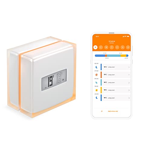 Netatmo Thermostat Intelligent, Energieeffizient. WiFi - Steuern Sie die Heizung per App aus der Ferne, Kompatibel mit einzelnen Heizkesseln, NTH01-AMZ