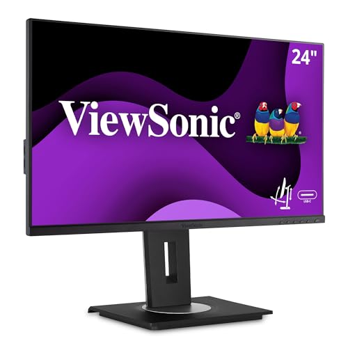 Viewsonic VG2455 60,5 cm (24 Zoll) Büro Monitor (Full-HD, IPS-Panel, HDMI, DP, USB 3.0 Hub, USB C, Höhenverstellbar, Lautsprecher, Eye-Care, 4 Jahre Austauschservice) Schwarz