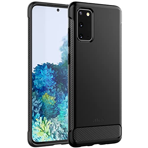 JETech Dünne Hülle für Samsung Galaxy S20 5G (2020), Dünne Handyhülle mit Stoßdämpfung und Kohlefaser Design (Schwarz)