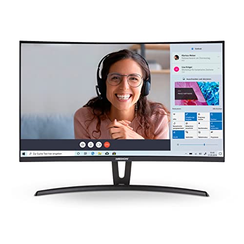 MEDION P52760 (MD 21860) 68,6 cm (27 Zoll) Full HD Curved Monitor (16:9, integrierte Lautsprecher, HDMI, VGA, Audio In, mehrsprachiges Menü)