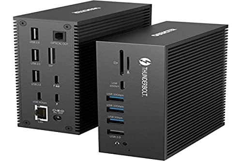 Thunderbolt 3 Docking Station 18-in-1 USB C Dock 40 Gbit/s mit DP 8K@30Hz, Duales 4K@60Hz Display, PD 60W, USB-C 10Gbs, 2xUSB-A 10Gbs, SD/TF, Audio, Gigabit Ethernet für MacBook Mac & Windows