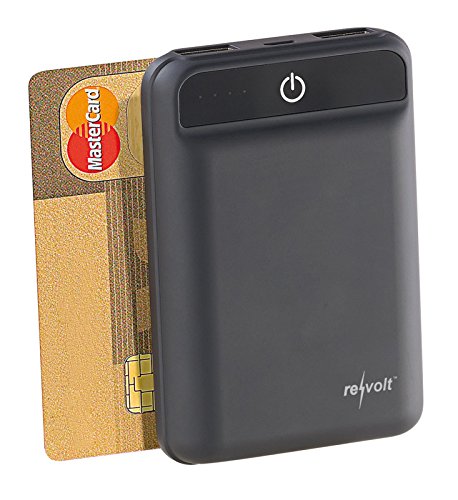 revolt Micro Powerbank: Powerbank im Kreditkartenformat, 10.000 mAh, 2 USB-Ports, 2,4 A, 12 W (Powerbank Scheckkartenformat, Powerbank Scheckkarte, Charge Through)