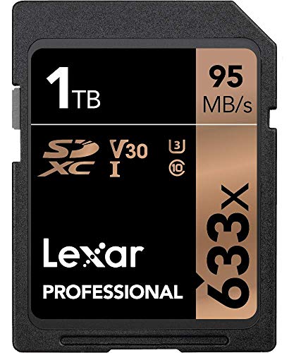 Lexar Professional 633x SD Karte 1TB, SDXC UHS-I Speicherkarte, Bis zu 95 MB/s Lesen, für DSLR-Mittelklasse, HD-Camcorder, 3D-Kameras (LSD1TCB633)